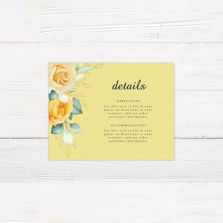 Yellow Floral Classic Details Card - goprintplus