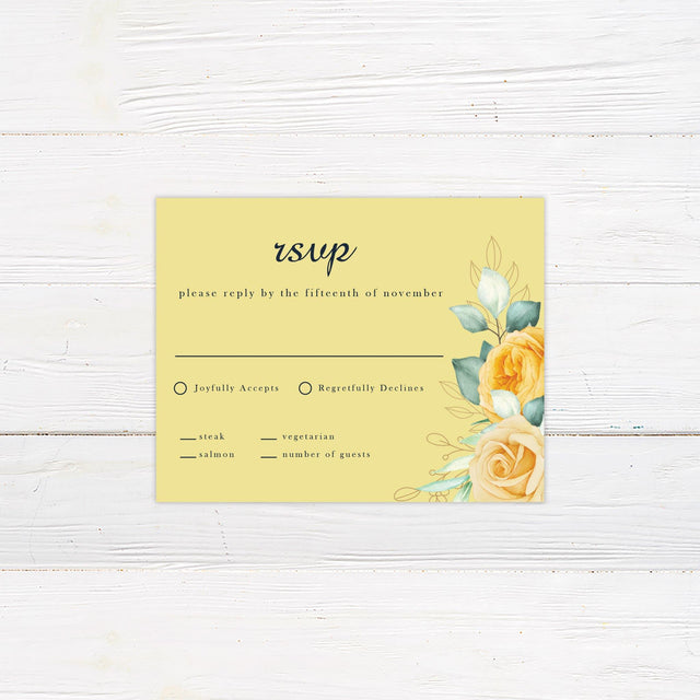 Yellow Floral Classic RSVP - goprintplus