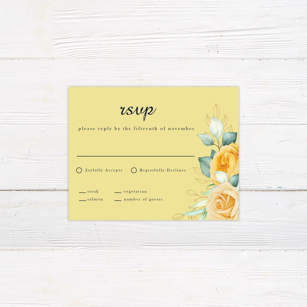 Yellow Floral Classic Invitation - goprintplus