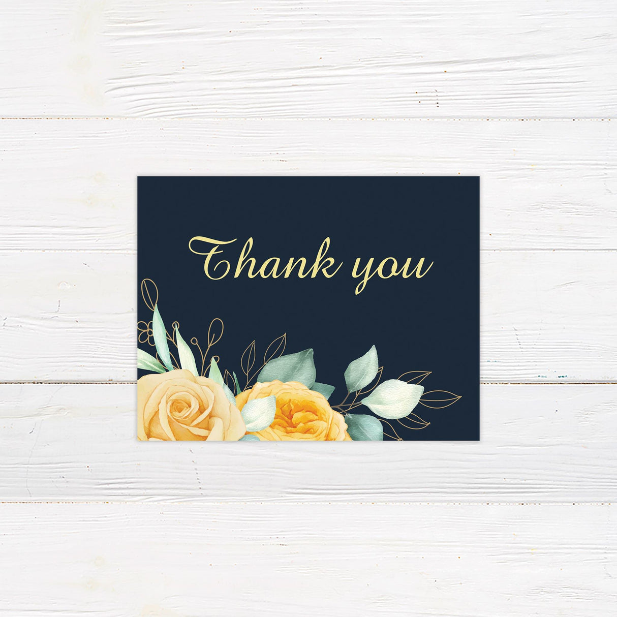 Yellow Floral Classic Thank You Card - goprintplus