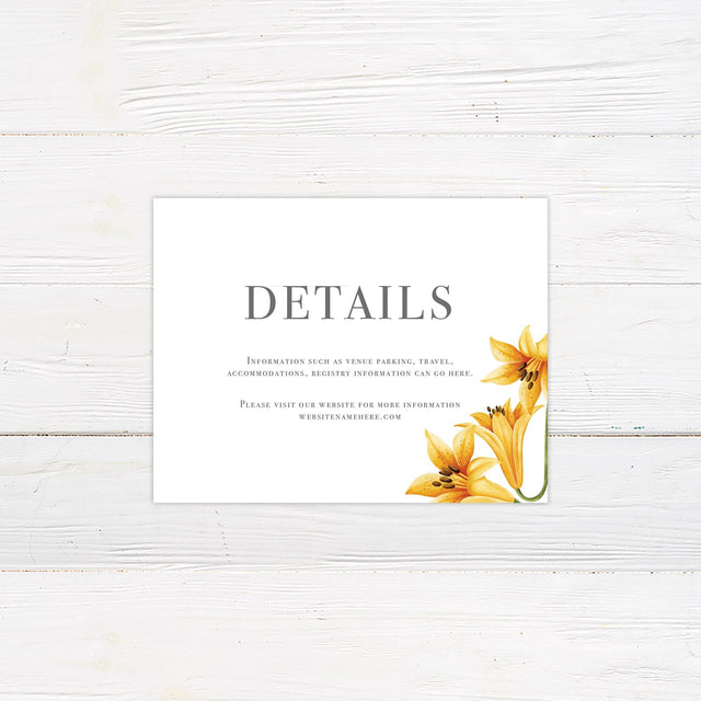 Yellow Lilies Details Card - goprintplus