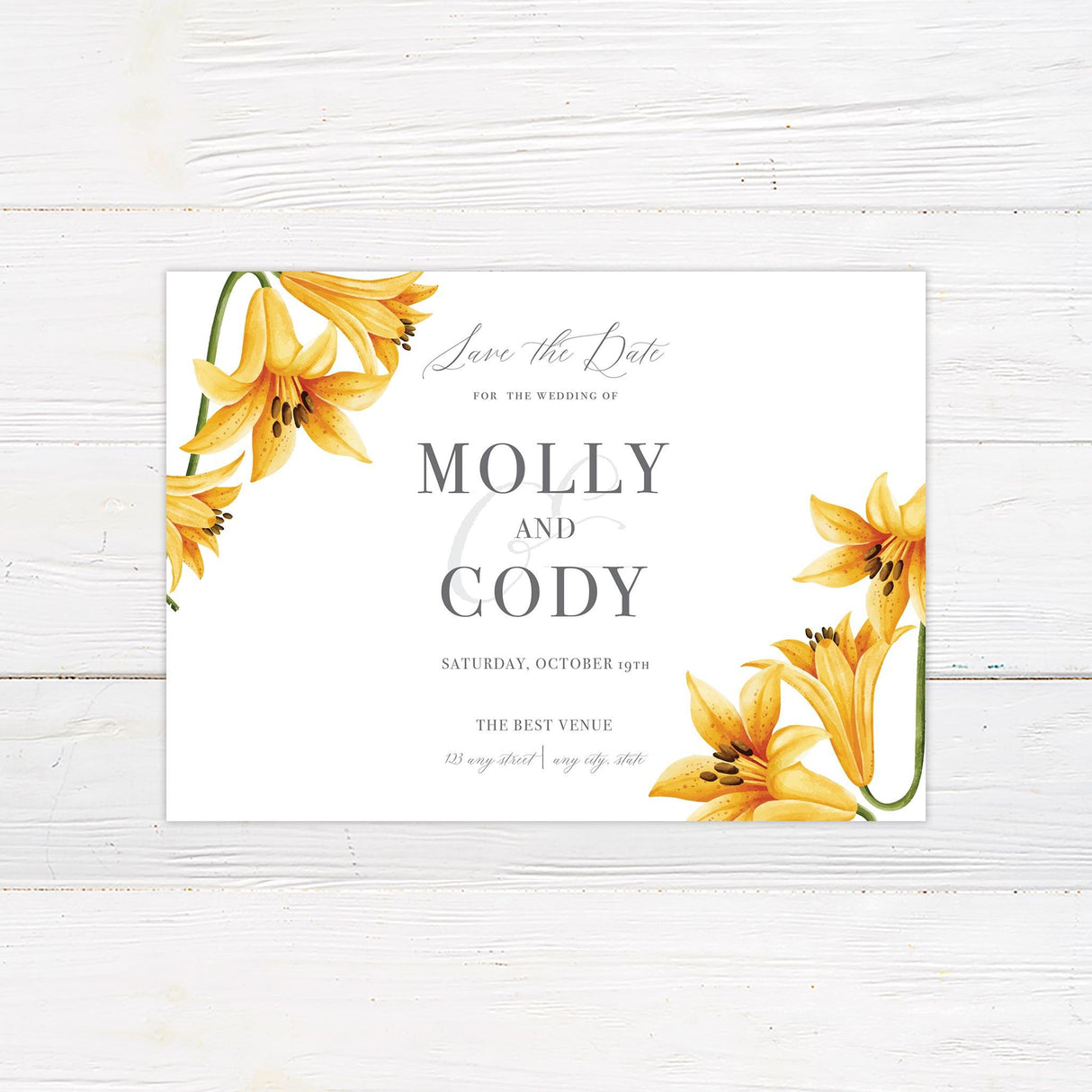 Yellow Lilies Save The Date - goprintplus