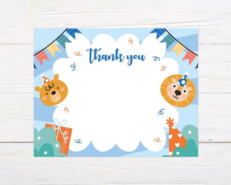 Zoo Animal Boy Thank You Card - goprintplus