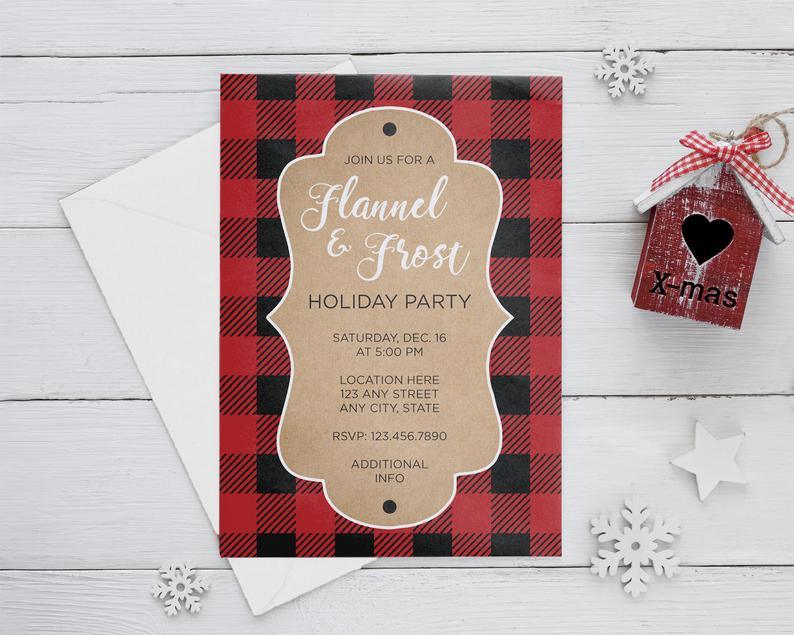 Flannel and Frost Christmas Invitation