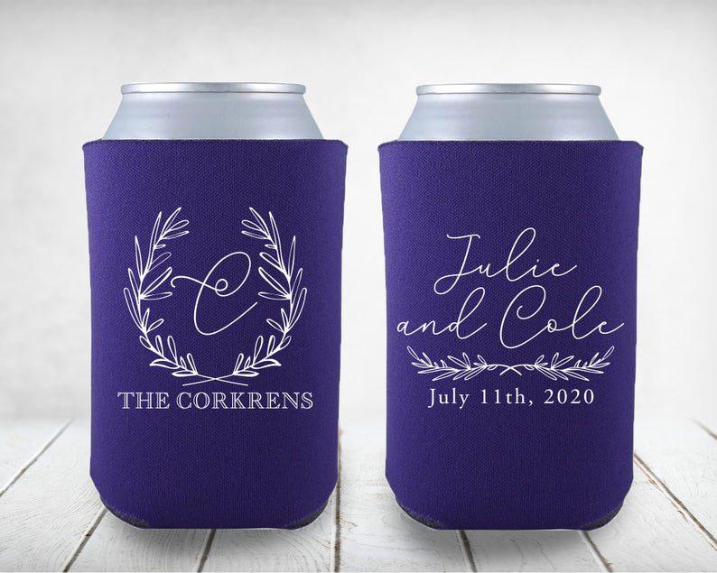 Handwritten Script Custom Names Insulated Can Coolers, Collapsible Beer Bottle Sleeves, Boho Wedding Theme 100+ - goprintplus