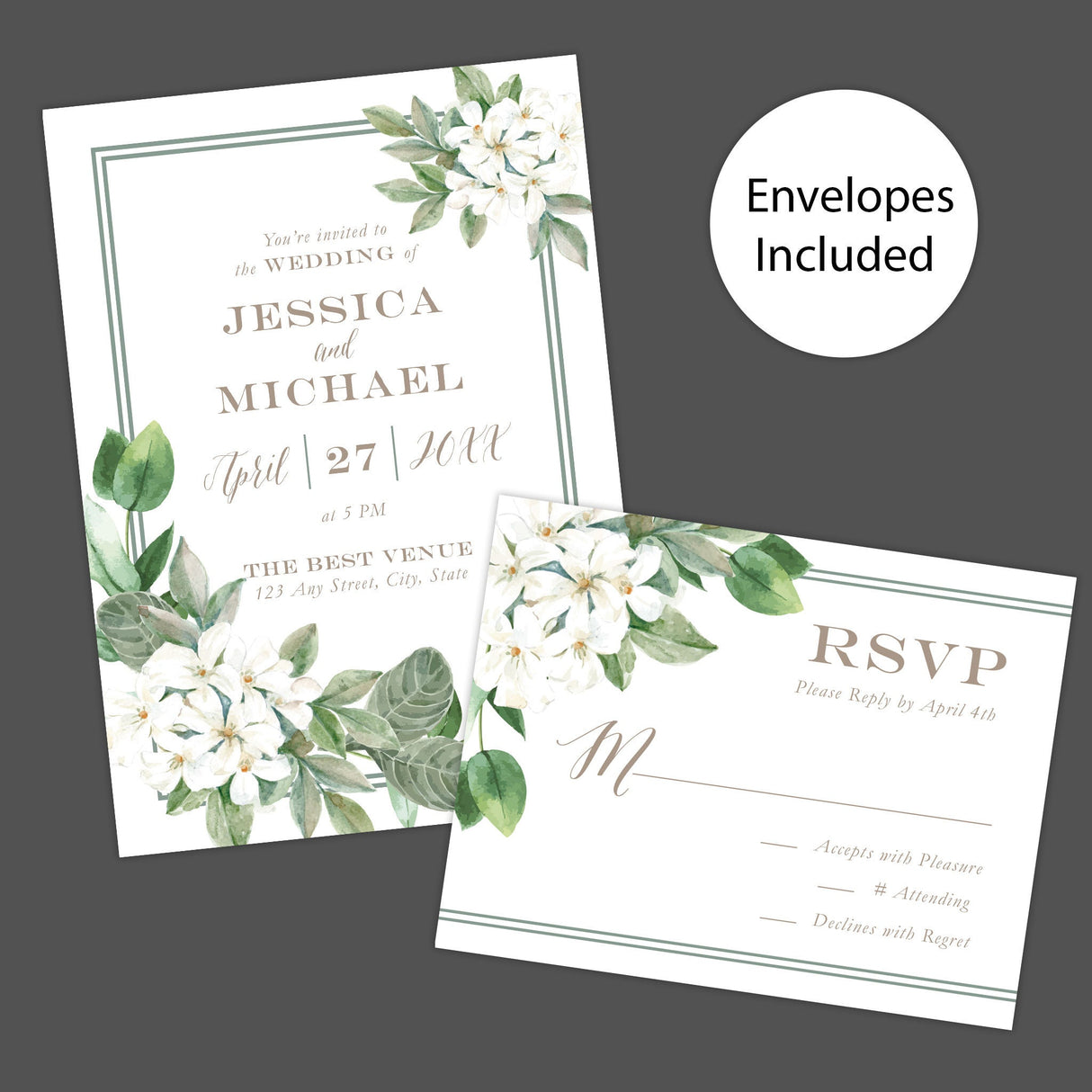 Southern Belle Wedding Invitation, Formal Wedding Invitation, Floral Invitation, Botanical Invitation, Printed Wedding Invitations