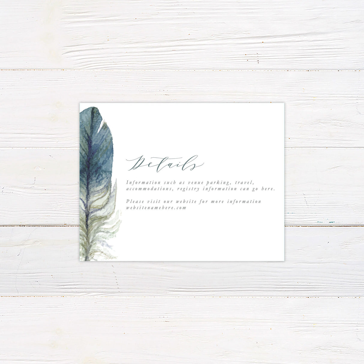 Lone Feather Wedding Invitation, Formal Wedding Invitation, Bohemian Invitation, Rustic Invitation, Printed Wedding Invitations