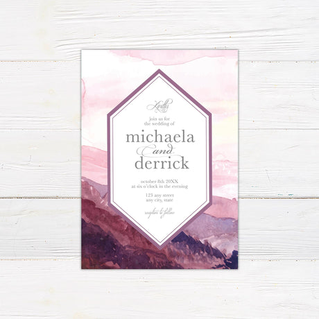 Mountains at Dusk Wedding Invitation, Formal Wedding Invitation, Scenic Invitation, Nature Invitation, Printed Wedding Invitations