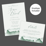 Misty Mountain Wedding Invitation, Formal Wedding Invitation, Scenic Invitation, Nature Invitation, Printed Wedding Invitations