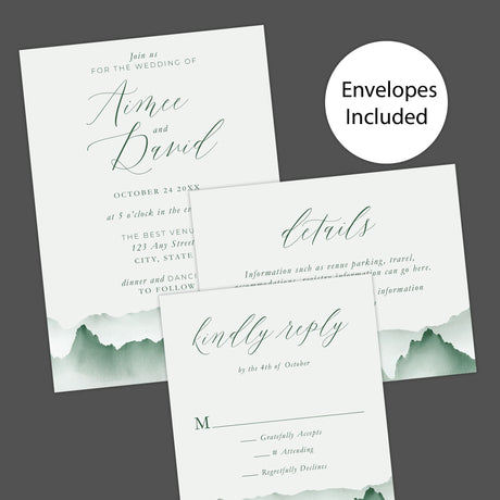 Misty Mountain Wedding Invitation, Formal Wedding Invitation, Scenic Invitation, Nature Invitation, Printed Wedding Invitations