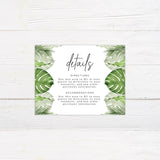 Palm Leaves Wedding Invitation, Formal Wedding Invitation, Floral Invitation, Botanical Invitation, Printed Wedding Invitations