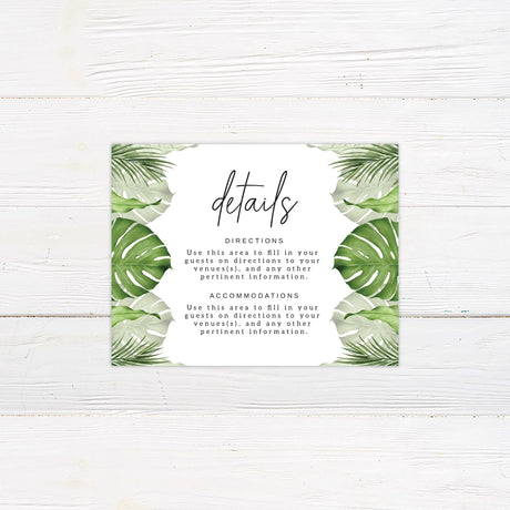 Palm Leaves Wedding Invitation, Formal Wedding Invitation, Floral Invitation, Botanical Invitation, Printed Wedding Invitations