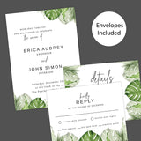 Palm Leaves Wedding Invitation, Formal Wedding Invitation, Floral Invitation, Botanical Invitation, Printed Wedding Invitations