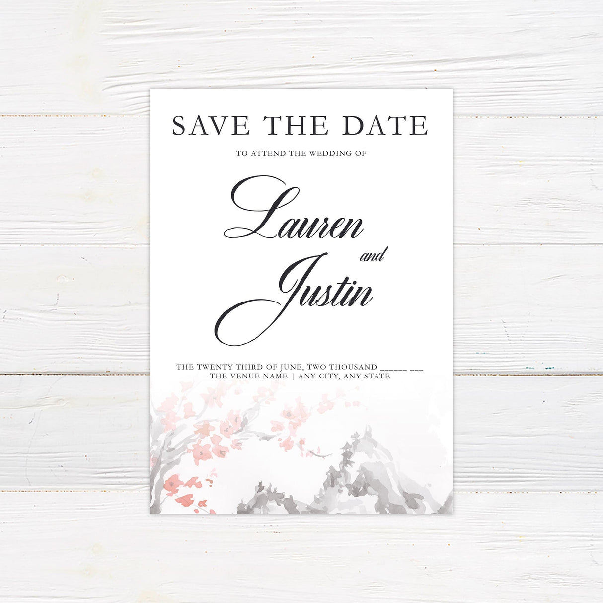 Serene Mountainside Wedding Invitation, Formal Wedding Invitation, Scenic Invitation, Nature Invitation, Printed Wedding Invitations