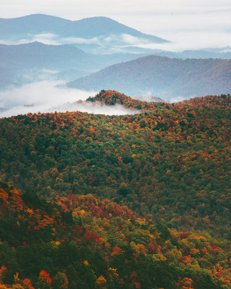 Fall color across a mountain ridge